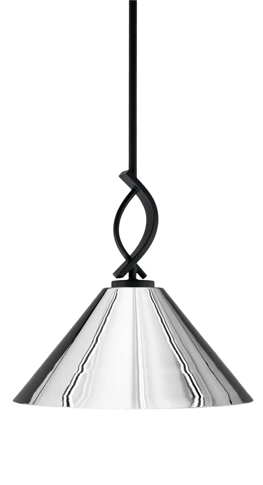 Cavella Stem Hung Mini Pendant with Chrome Cone Shade - Image 1