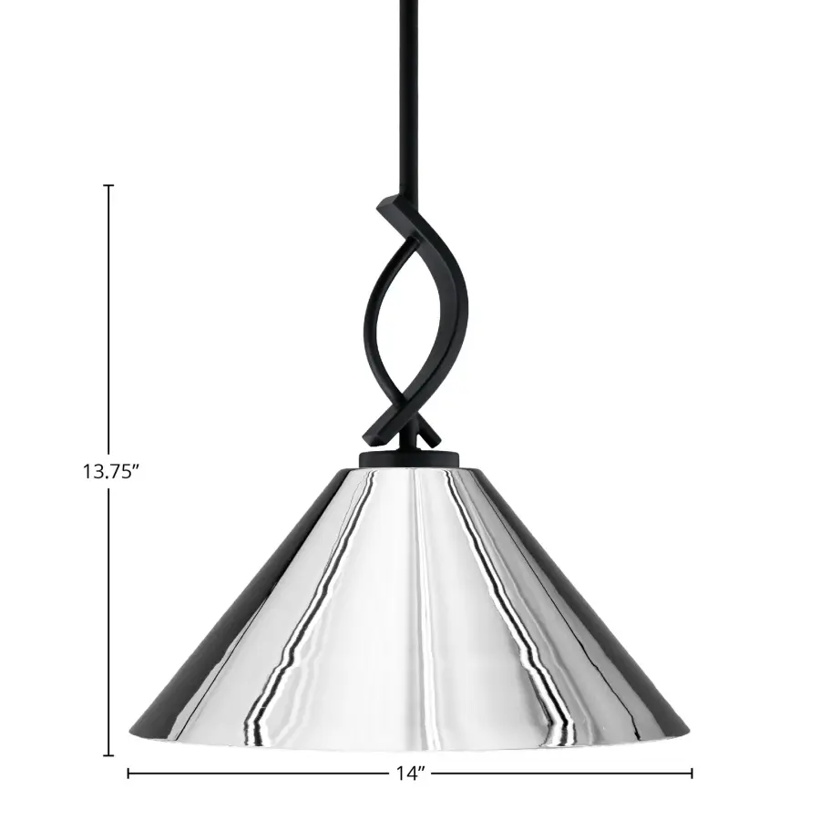 Cavella Stem Hung Mini Pendant with Chrome Cone Shade - Image 2