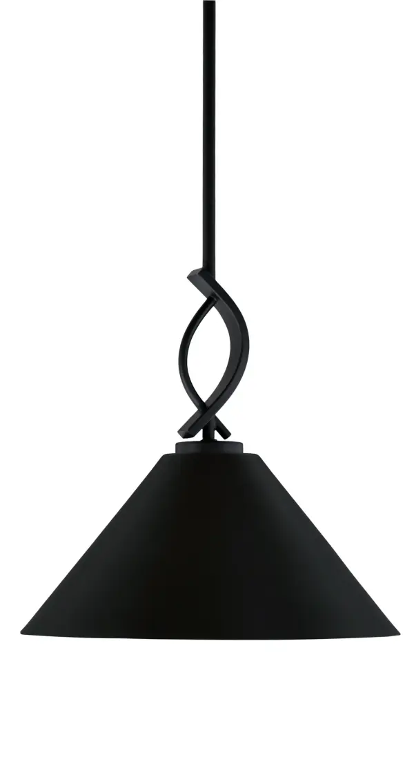 The Cavella Mini Pendant combines industrial charm with practical versatility. Its matte black finish and cone shade deliver focused task lighting, while the adjustable stem system accommodates various ceiling heights and slopes.