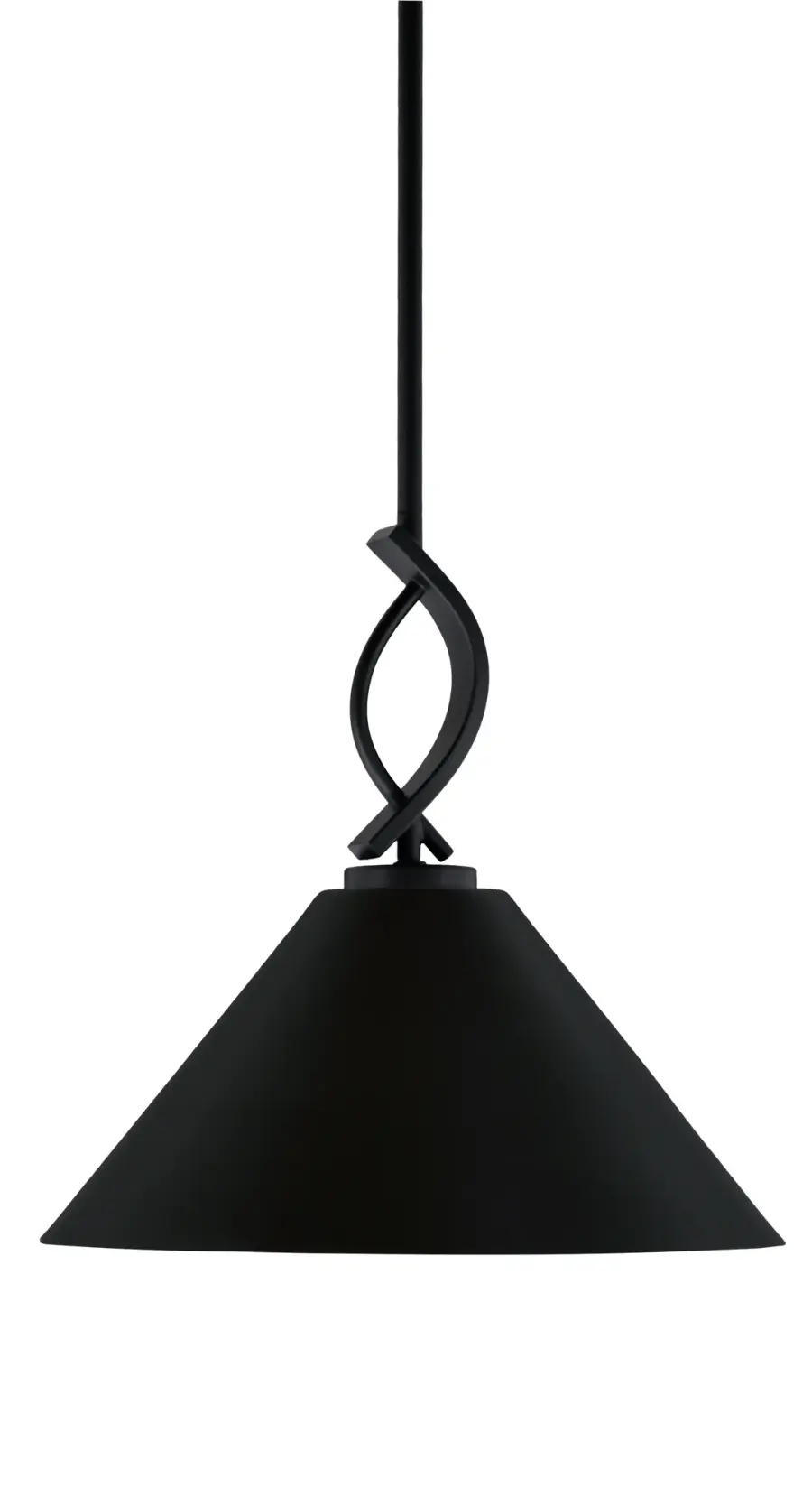 Cavella Stem Hung Mini Pendant with Matte Black Cone Shade - Image 1