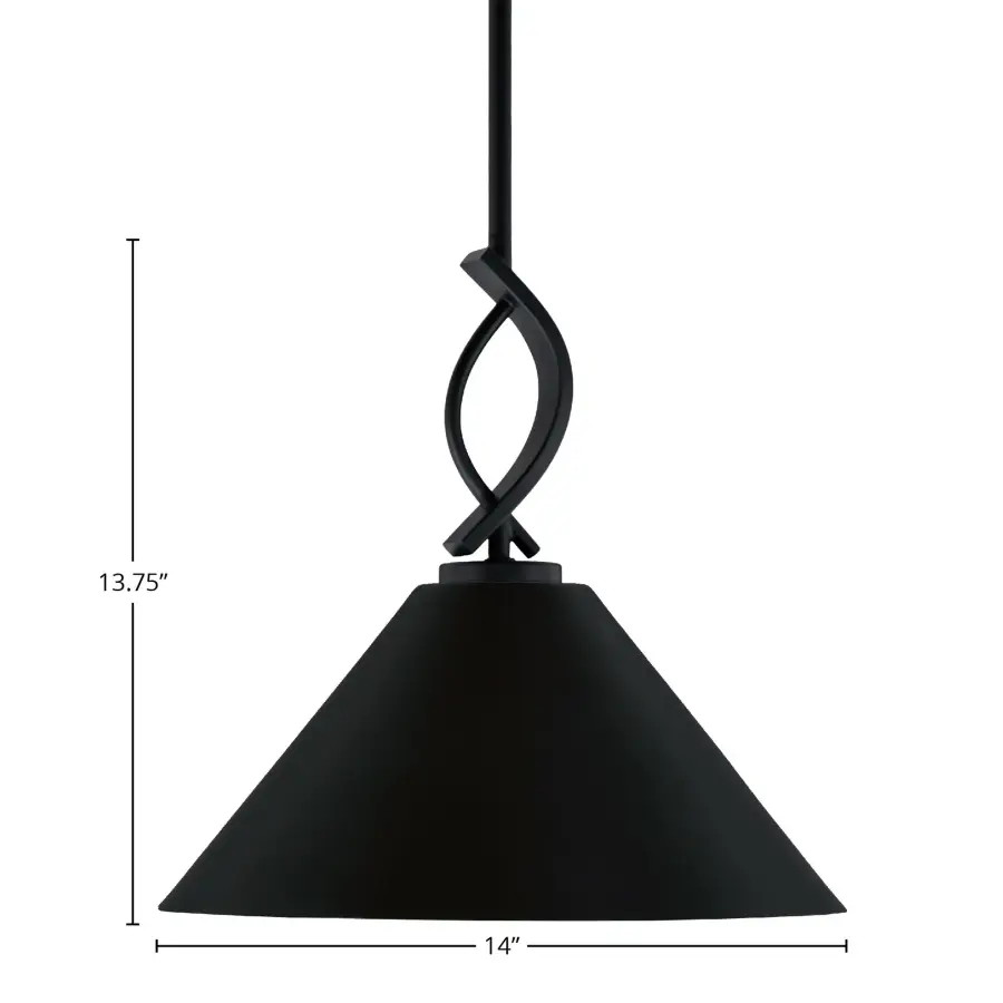Cavella Stem Hung Mini Pendant with Matte Black Cone Shade - Image 2