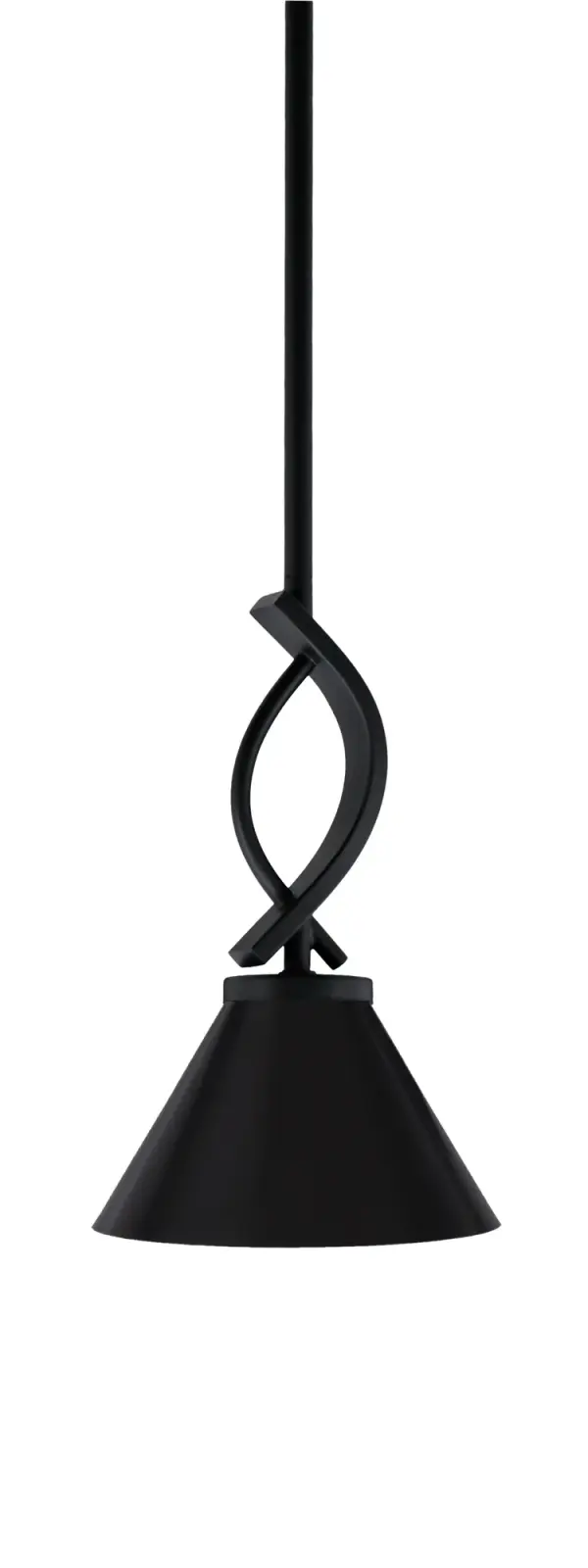 The Cavella Mini Pendant combines modern industrial style with practical functionality. Its compact 7-inch cone shade and matte black finish make it perfect for task lighting or clustered installations over islands and bars.