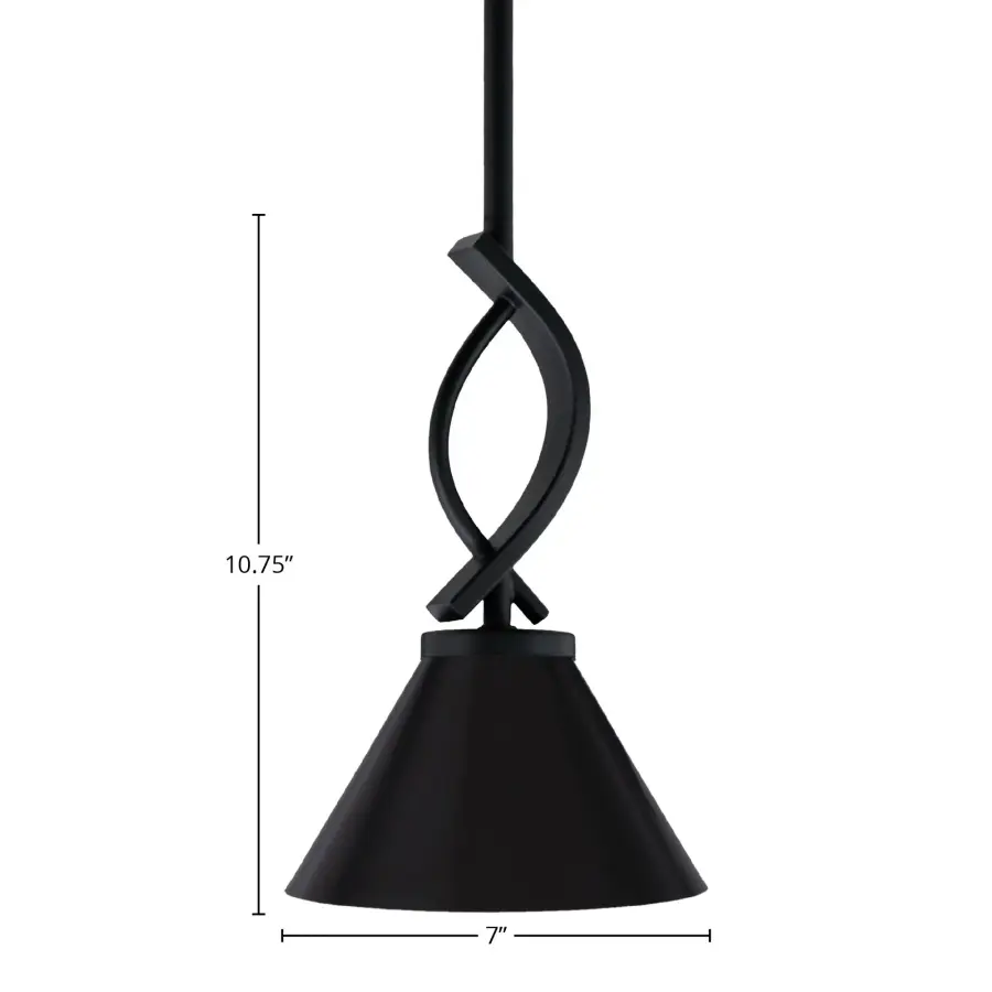 Cavella Stem Hung Mini Pendant in Matte Black - Image 2