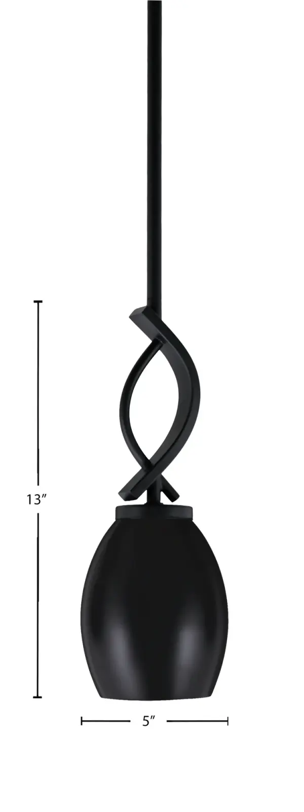 The Cavella Mini Pendant delivers modern sophistication in a compact 5-inch profile. Its matte black finish and oval metal shade create a striking focal point ideal for kitchen islands, breakfast nooks, or hallways. - alternate view