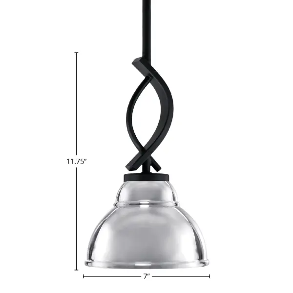 The Cavella mini pendant combines sleek matte black hardware with an eye-catching chrome double bubble shade. At just 7" wide, it's perfect for smaller spaces or clustered installations over kitchen islands. - alternate view