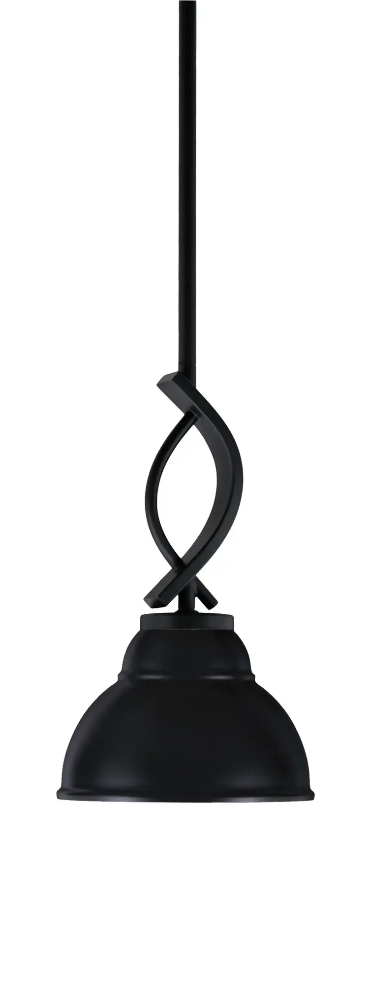 Cavella Stem Hung Mini Pendant in Matte Black with Double Bubble Shade - Image 1