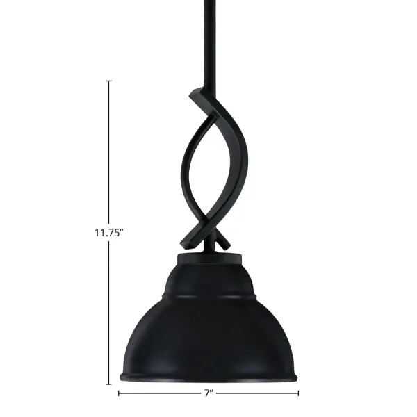 The Cavella Mini Pendant combines modern industrial style with practical versatility. Its 7-inch double bubble metal shade creates distinctive light diffusion, while the adjustable stem system allows customization from 14.75" to nearly 5 feet. Perfect for task lighting or accent applications in smaller spaces. - alternate view