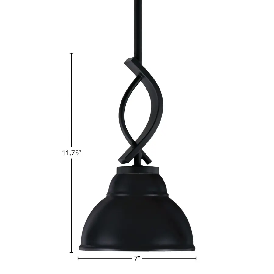 Cavella Stem Hung Mini Pendant in Matte Black with Double Bubble Shade - Image 2