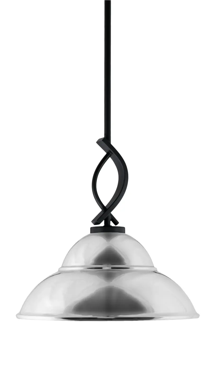 Cavella Stem Hung Mini Pendant with Chrome Double Bubble Shade - Image 1