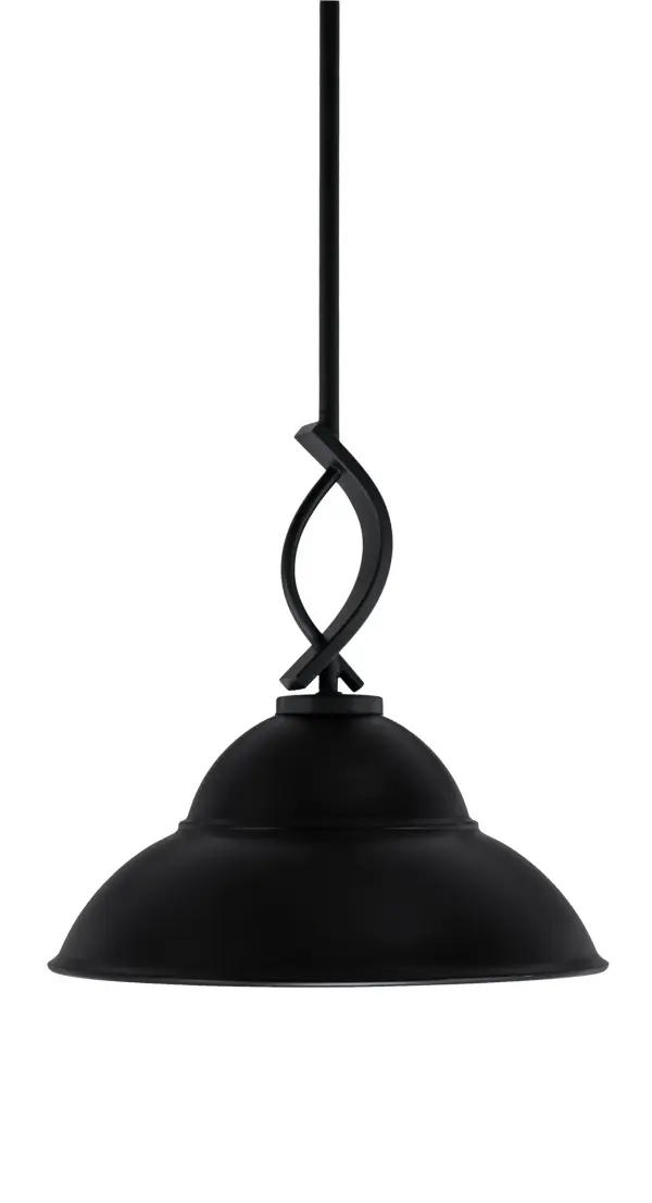 The Cavella Mini Pendant delivers industrial-modern style with its distinctive 13" double bubble metal shade in matte black. Adjustable hanging height and sloped ceiling compatibility make it versatile for various spaces.