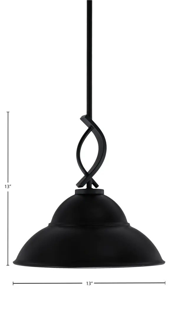 The Cavella Mini Pendant delivers industrial-modern style with its distinctive 13" double bubble metal shade in matte black. Adjustable hanging height and sloped ceiling compatibility make it versatile for various spaces. - alternate view