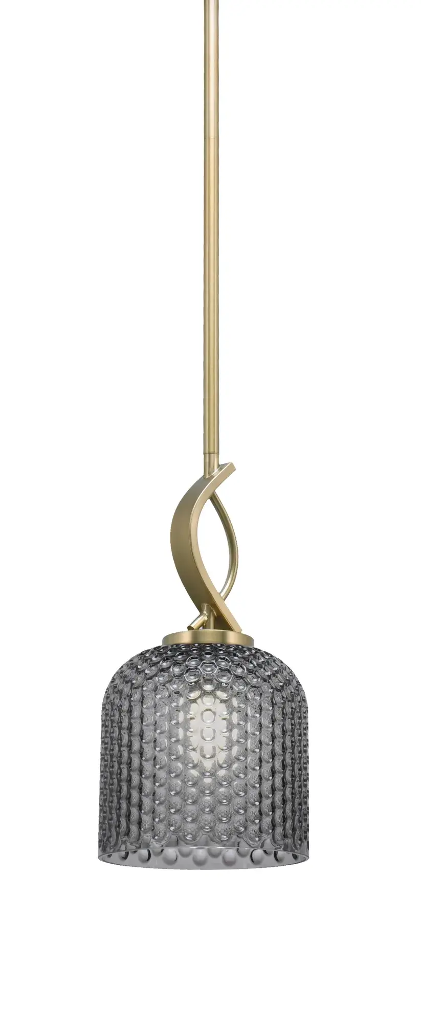 Cavella Stem Hung Mini Pendant with Smoke Textured Glass - Image 1