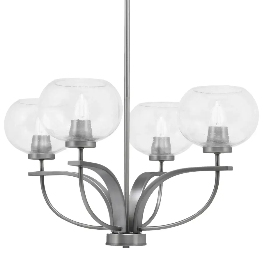 Cavella 4-Light Uplight Chandelier in Graphite with Clear Bubble Glass - Image 1
