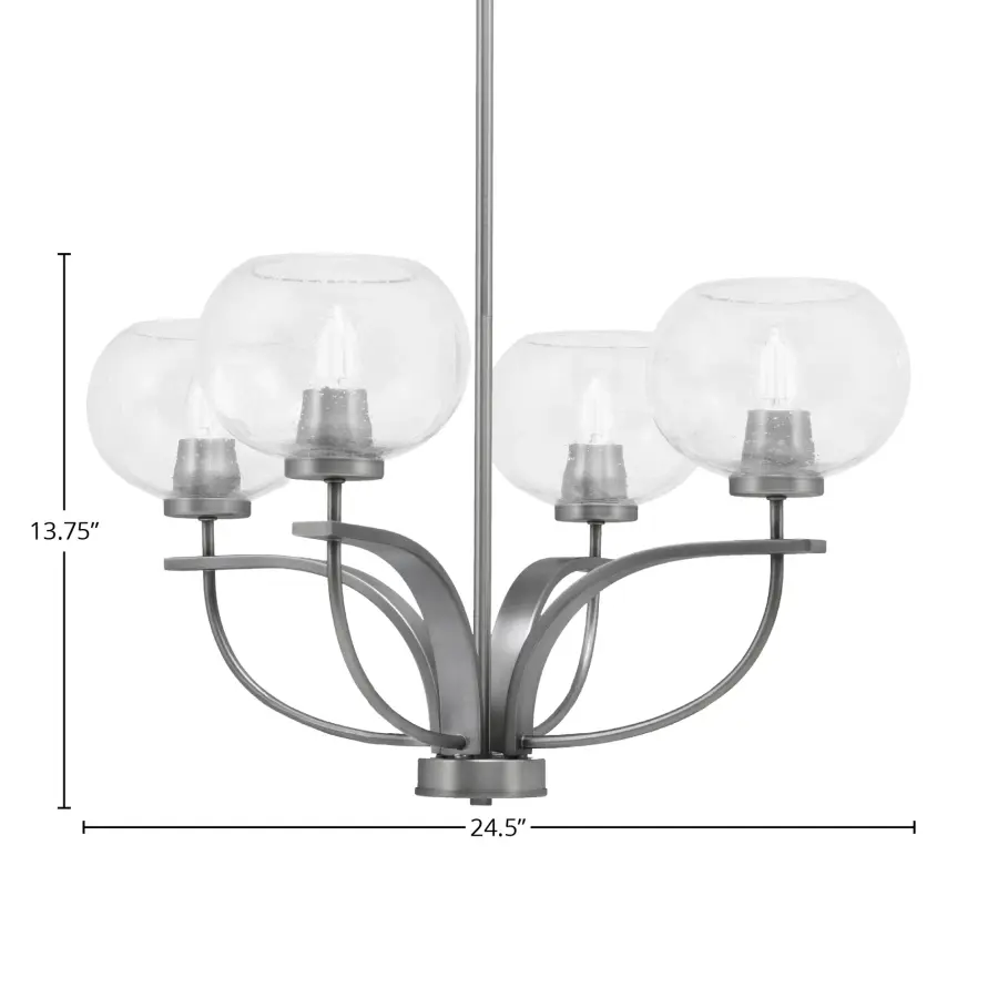 Cavella 4-Light Uplight Chandelier in Graphite with Clear Bubble Glass - Image 2