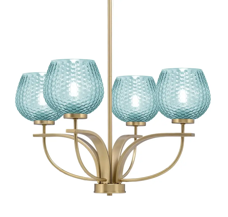 Cavella 4 Light Uplight Chandelier with Turquoise Glass - Image 1
