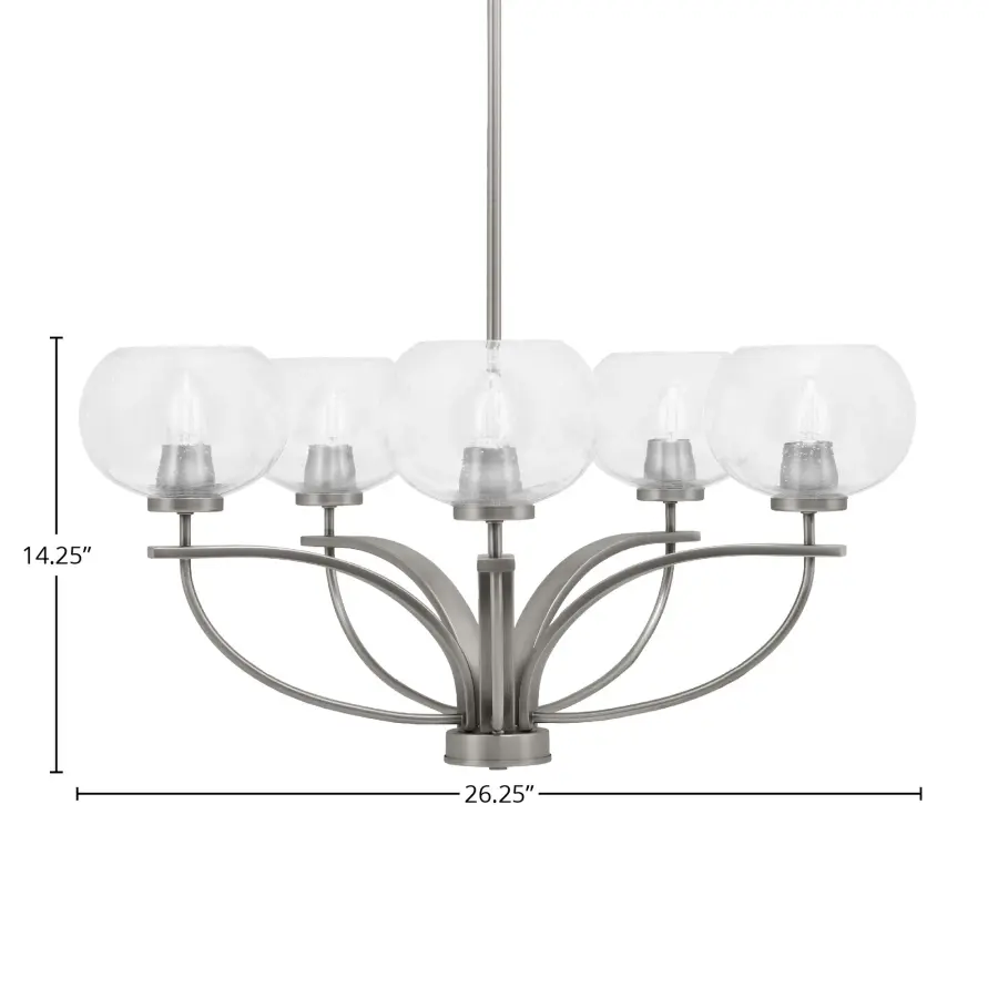 Cavella 5-Light Uplight Chandelier with Clear Bubble Glass - Image 2
