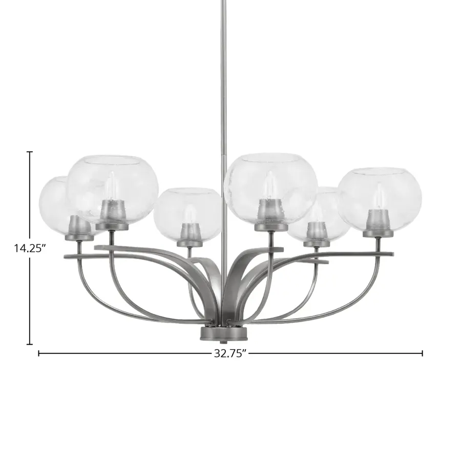 Cavella 6-Light Uplight Chandelier with Clear Bubble Glass - Image 2