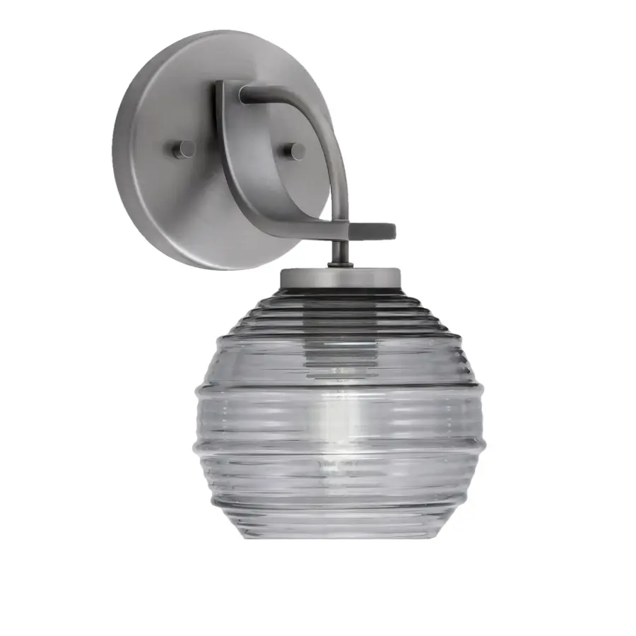 Cavella Wall Sconce with Smoke Ribbed Glass - Image 1