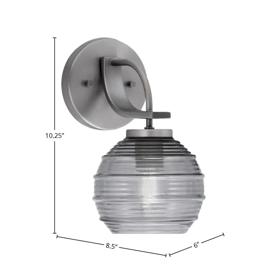 Cavella Wall Sconce with Smoke Ribbed Glass - Image 2