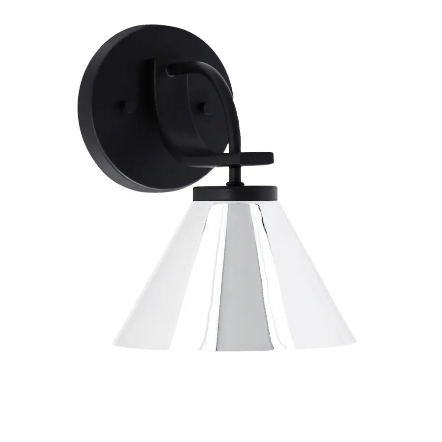 Cavella Wall Sconce - Matte Black with Chrome Cone Shade - Image 1