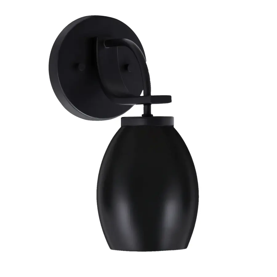 Cavella Wall Sconce - Matte Black with Oval Metal Shade - Image 1