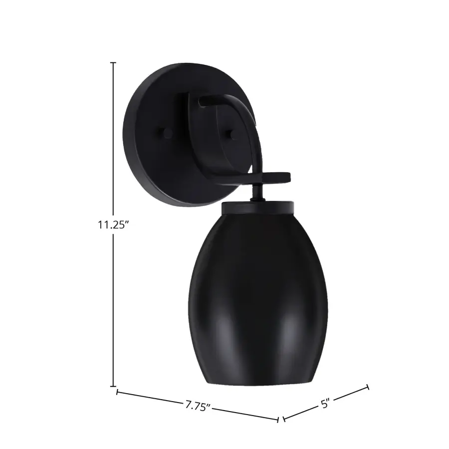 Cavella Wall Sconce - Matte Black with Oval Metal Shade - Image 2