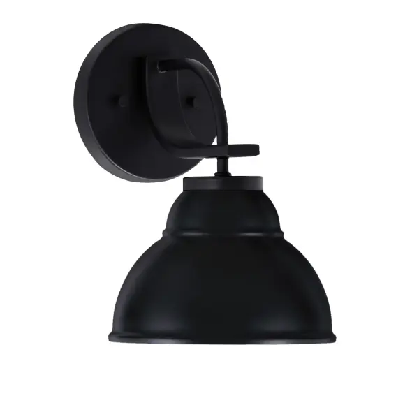 The Cavella Wall Sconce delivers striking contemporary style with its unique double bubble metal shade in matte black. Compact at 7" wide, it's perfect for smaller spaces while providing flexible up or down mounting options.