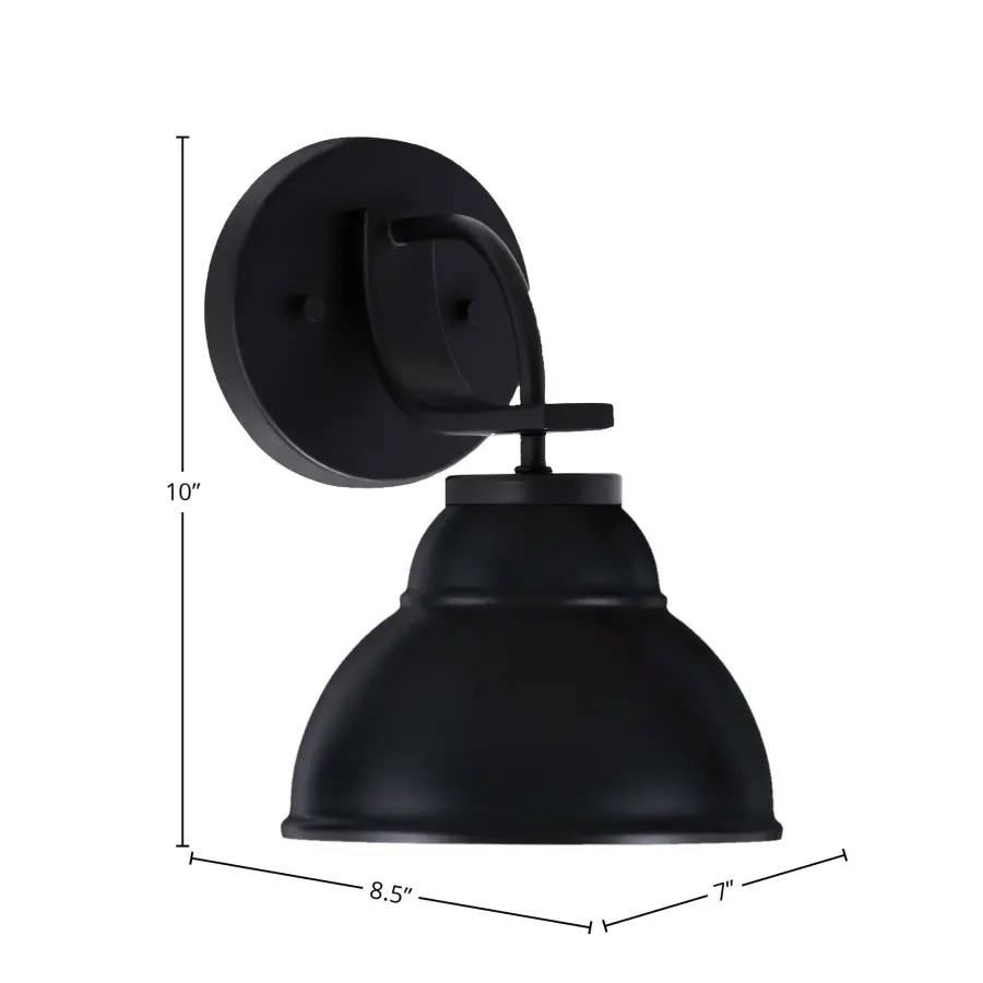 Cavella Wall Sconce - Matte Black with Double Bubble Shade - Image 2