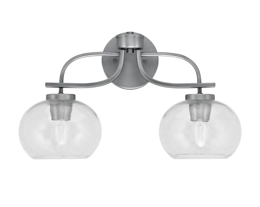 Cavella 2-Light Bath Bar in Graphite with Clear Bubble Glass - Image 1