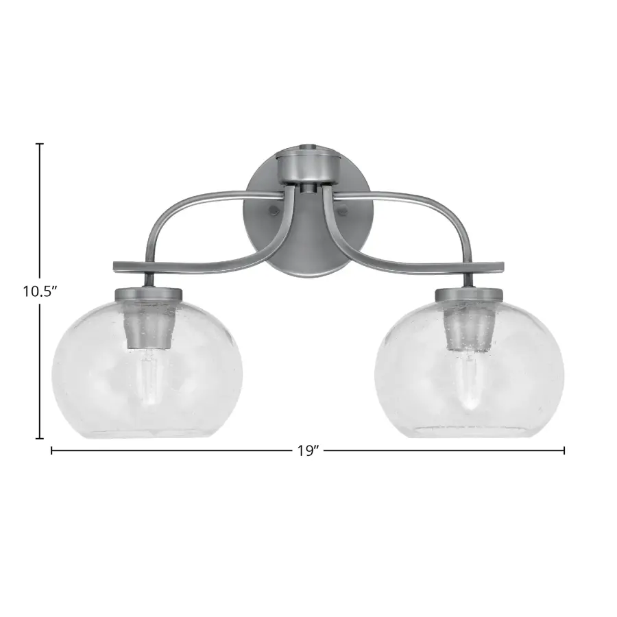 Cavella 2-Light Bath Bar in Graphite with Clear Bubble Glass - Image 2