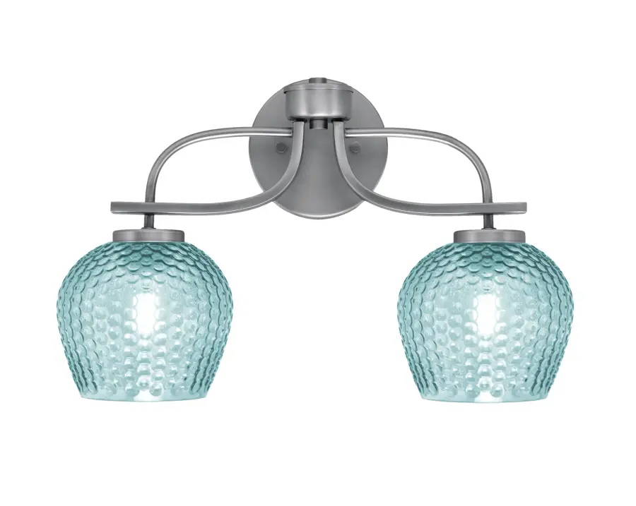 Cavella 2-Light Bath Bar in Graphite with Turquoise Glass - Image 1