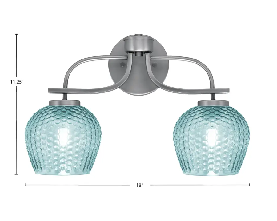 Cavella 2-Light Bath Bar in Graphite with Turquoise Glass - Image 2