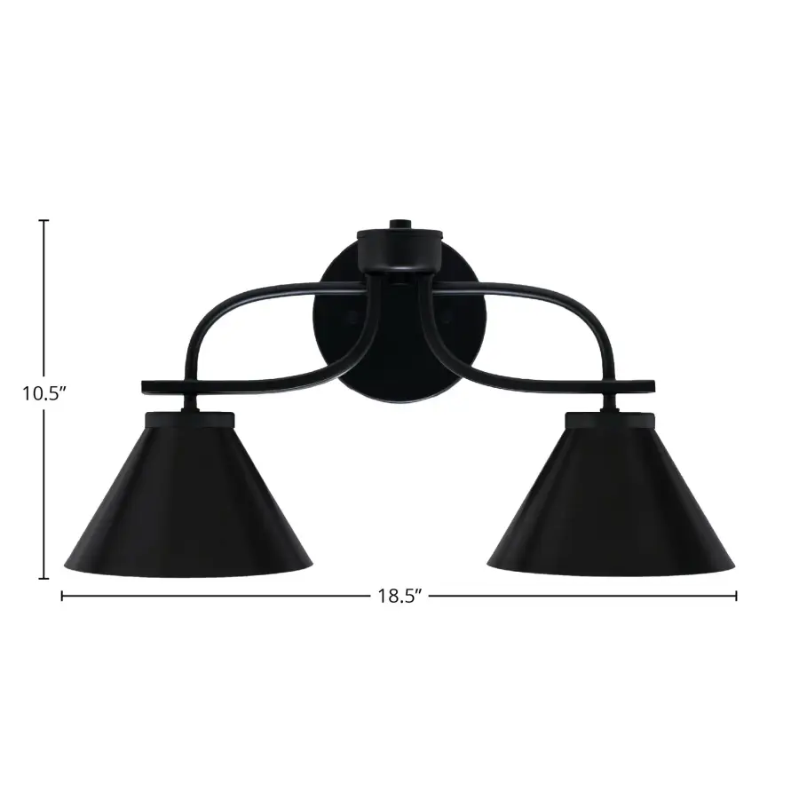 Cavella 2 Light Bath Bar in Matte Black - Image 2