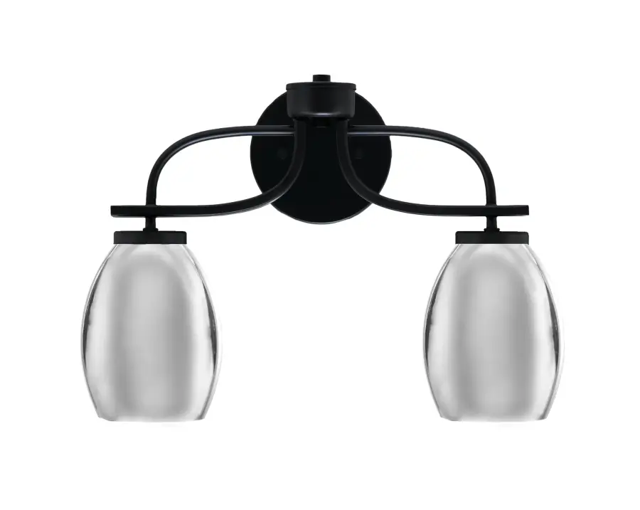 Cavella 2 Light Bath Bar in Matte Black with Chrome Shades - Image 1