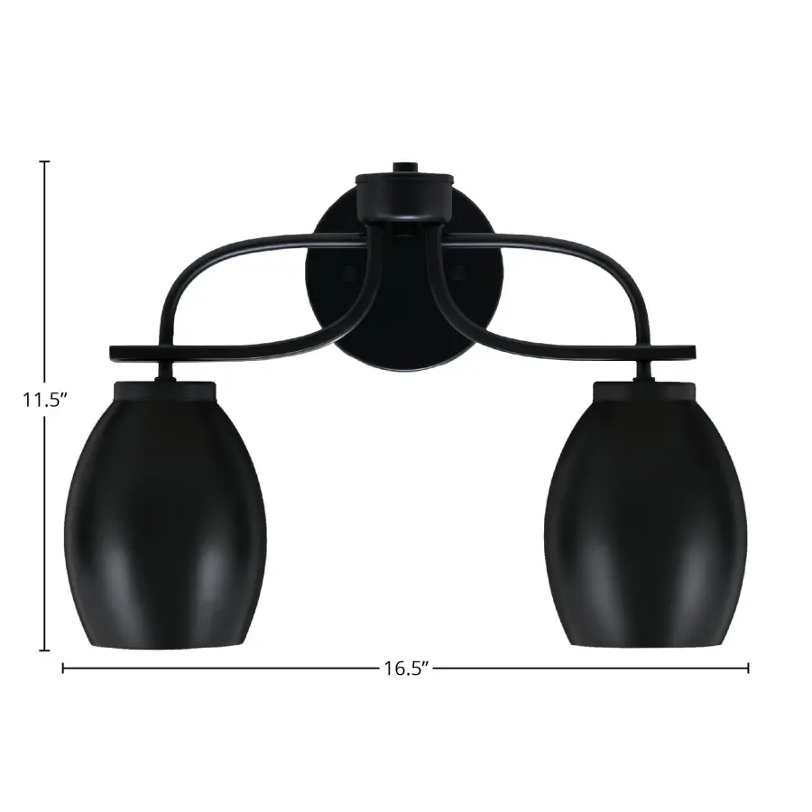 Cavella 2 Light Bath Bar in Matte Black - Image 2