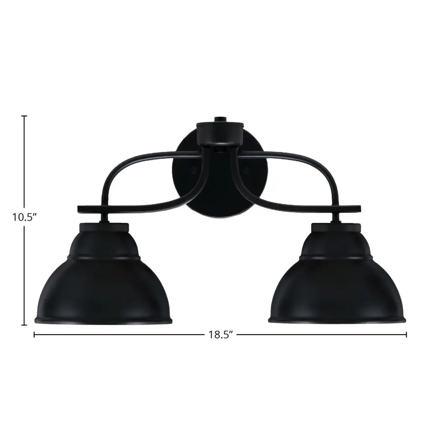 Cavella 2 Light Bath Bar in Matte Black - Image 2