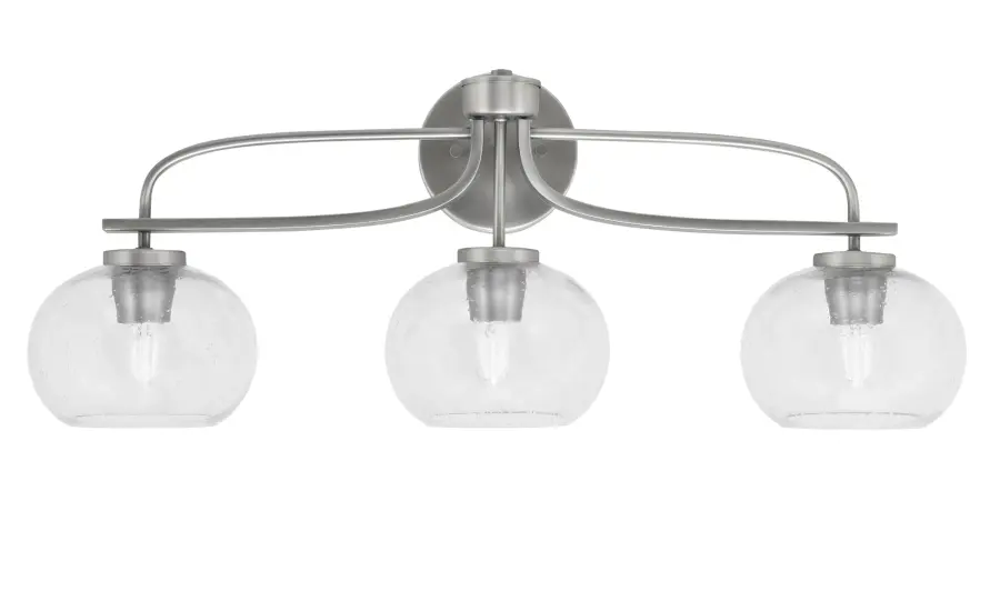 Cavella 3-Light Bath Bar in Graphite with Clear Bubble Glass - Image 1