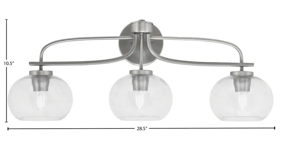 Cavella 3-Light Bath Bar in Graphite with Clear Bubble Glass - Image 2