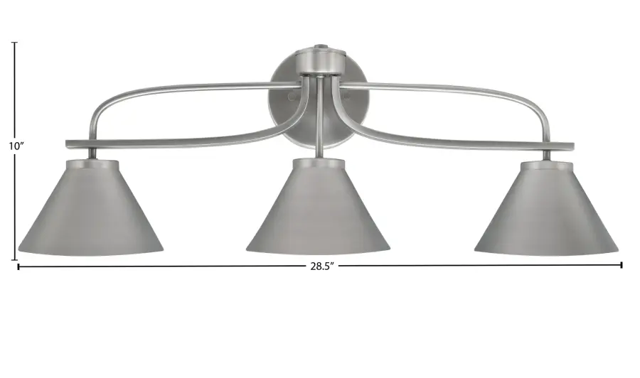 Cavella 3 Light Bath Bar in Graphite with Cone Shades - Image 2