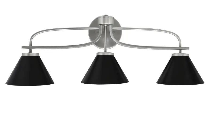 Cavella 3-Light Bath Bar in Graphite with Matte Black Shades - Image 1