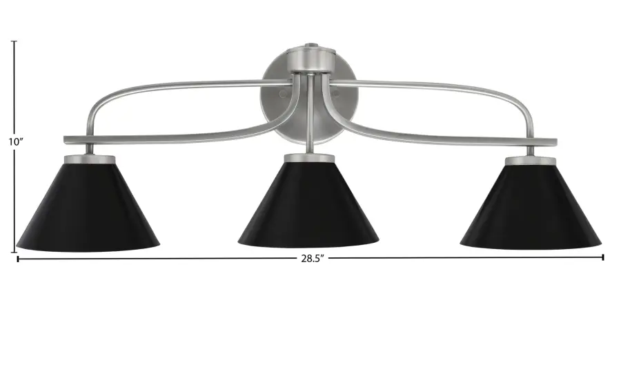 Cavella 3-Light Bath Bar in Graphite with Matte Black Shades - Image 2