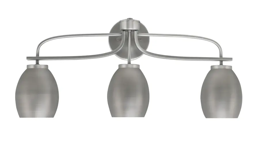 Cavella 3-Light Bath Bar in Graphite with Oval Metal Shades - Image 1