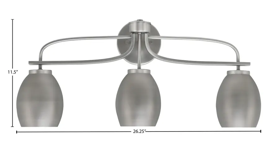 Cavella 3-Light Bath Bar in Graphite with Oval Metal Shades - Image 2