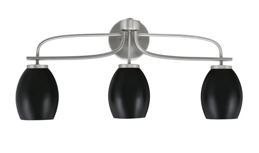 Cavella 3-Light Bath Bar in Graphite with Matte Black Shades - Image 1
