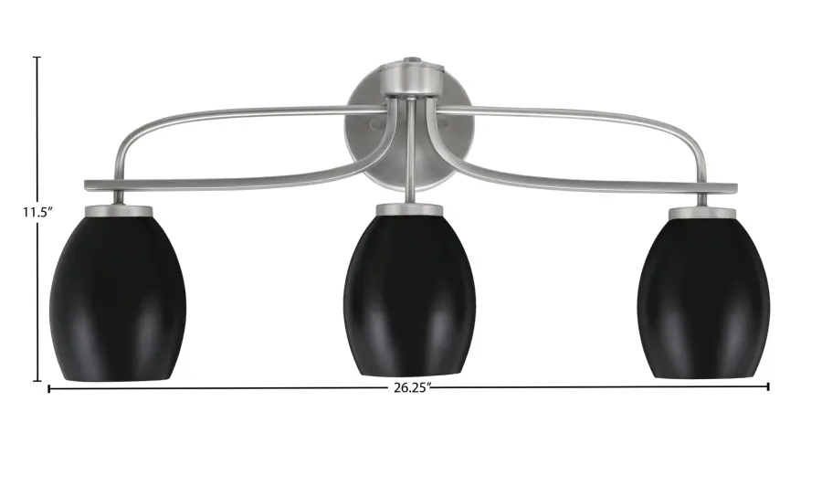 Cavella 3-Light Bath Bar in Graphite with Matte Black Shades - Image 2