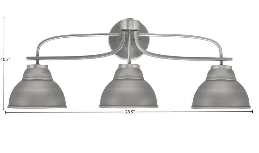 Cavella 3-Light Bath Bar in Graphite with Double Bubble Shades - Image 2