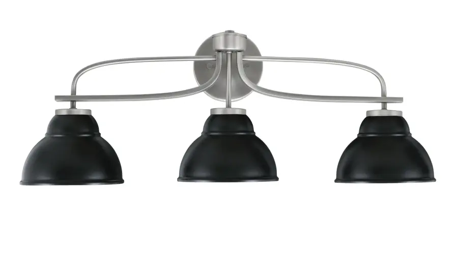 Cavella 3-Light Bath Bar in Graphite with Matte Black Shades - Image 1