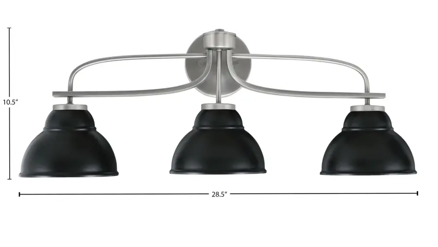 Cavella 3-Light Bath Bar in Graphite with Matte Black Shades - Image 2