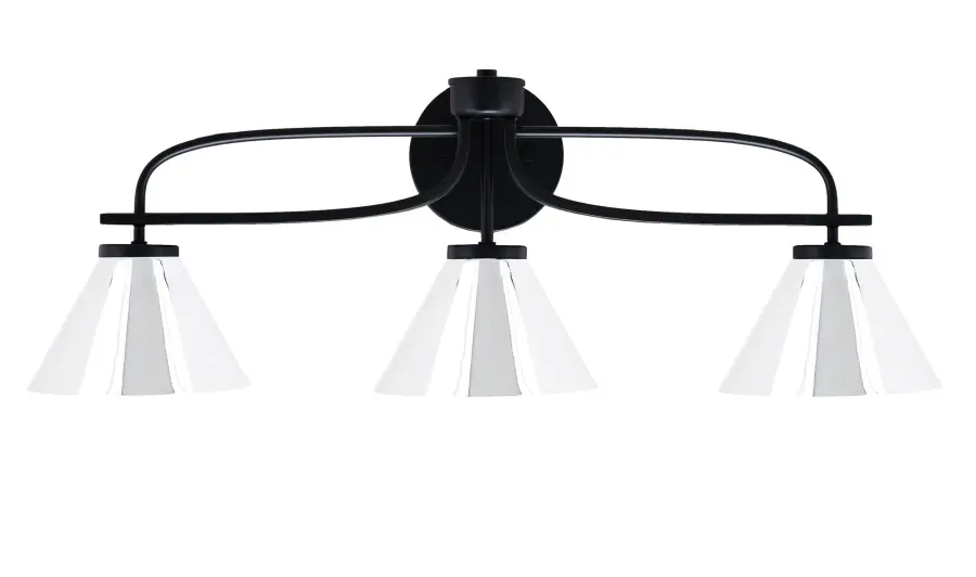 Cavella 3-Light Bath Bar in Matte Black with Chrome Shades - Image 1