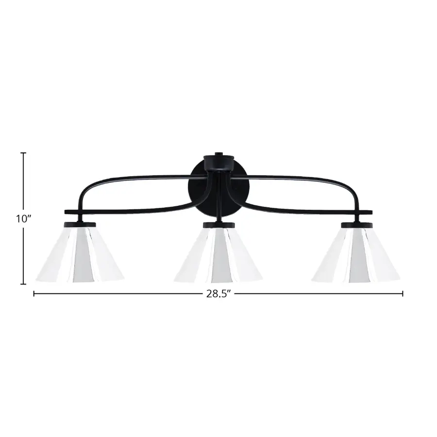 Cavella 3-Light Bath Bar in Matte Black with Chrome Shades - Image 2